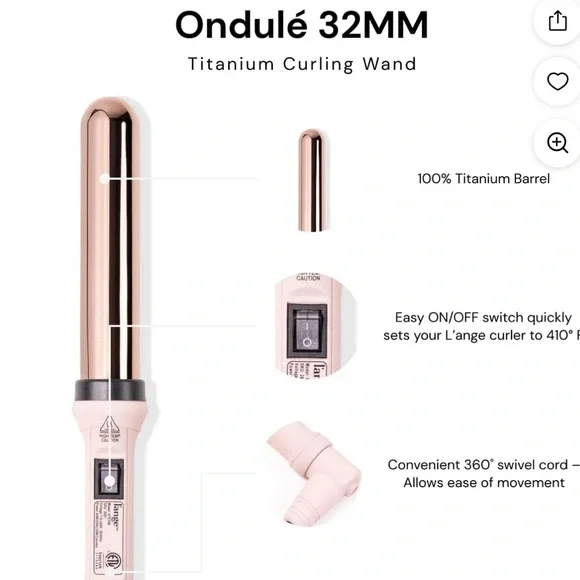 Ondulé Blush 1.25" (32MM) Titanium Curling Wand for Beach Waves